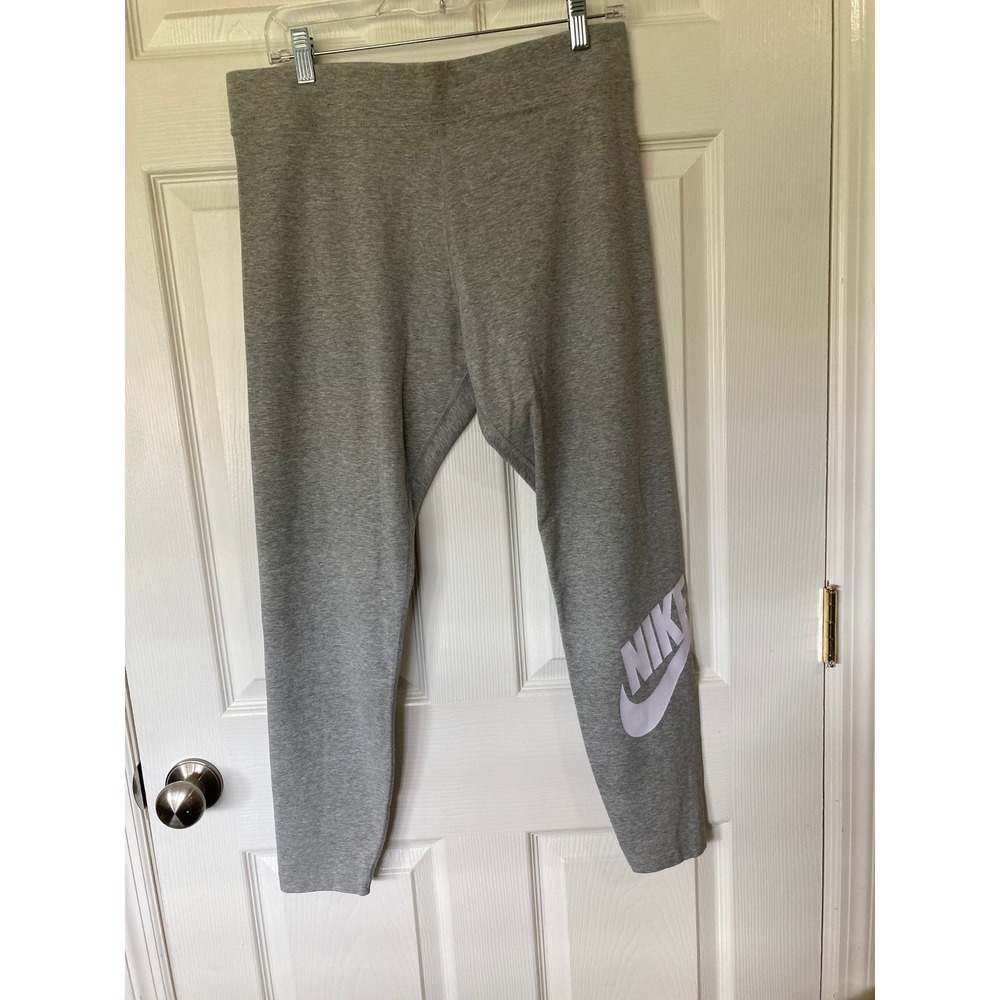 Nike Sportswear Women XL Gray Heather Futura Logo Leggings High Rise Athleisure